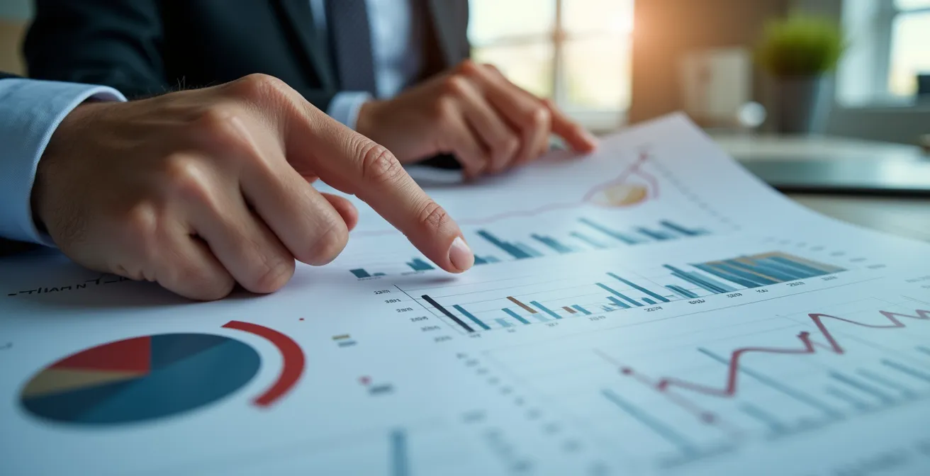 Professionnel analysant des données sur un graphique descendant